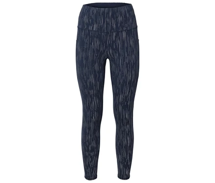 Leggings bleu foncé avec un motif blanc.