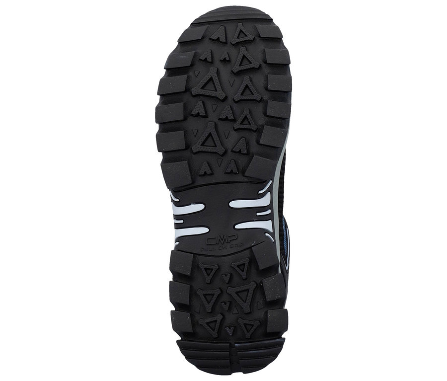 Semelle d'une chaussure de randonnée noire avec une semelle à crampons et la technologie CMP FullOnGrip.