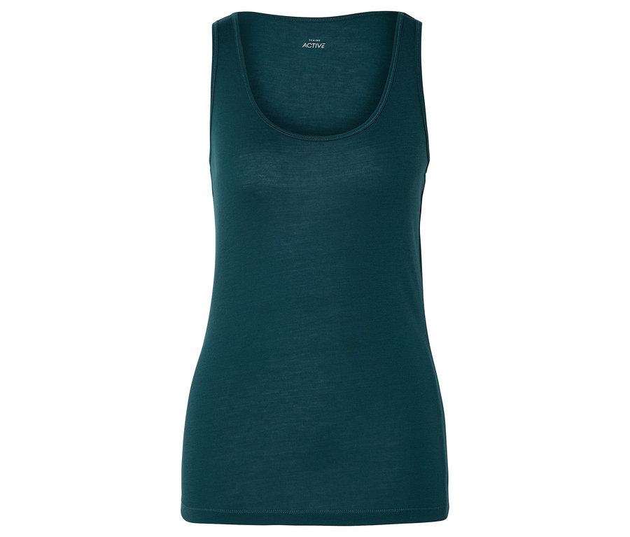 Débardeur vert foncé sur fond blanc.