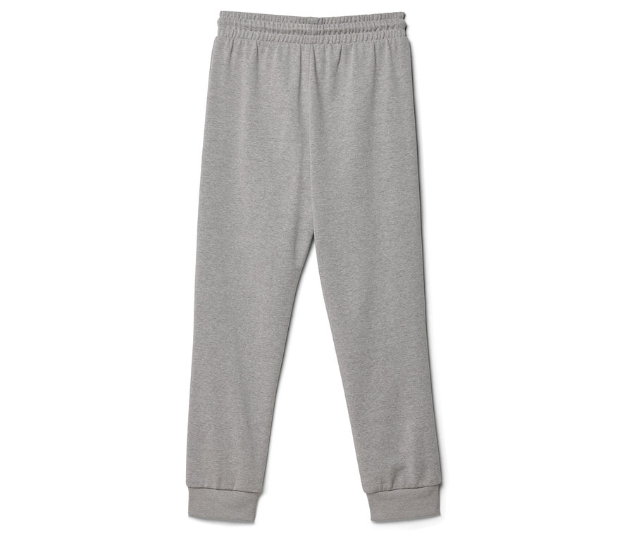 Pantalon de jogging gris sur fond blanc.