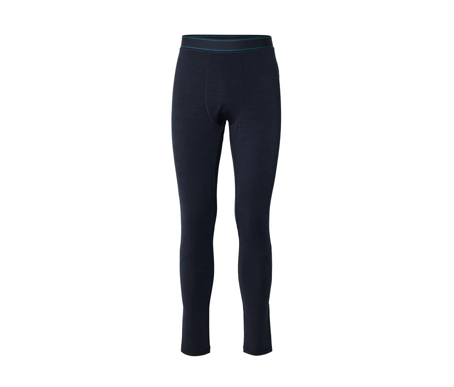 Legging bleu foncé avec une fine bande turquoise sur la ceinture.