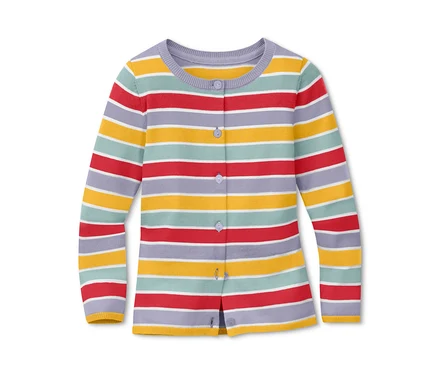 Jaquette en maille rayée aux couleurs automnales.