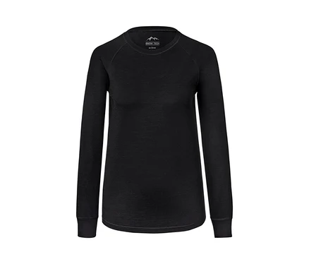 T-shirt technique noir à manches longues en laine mérinos.