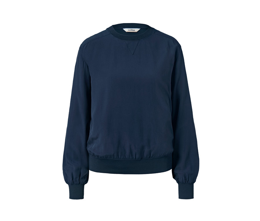 Blouse à bords côtelés bleu marine.