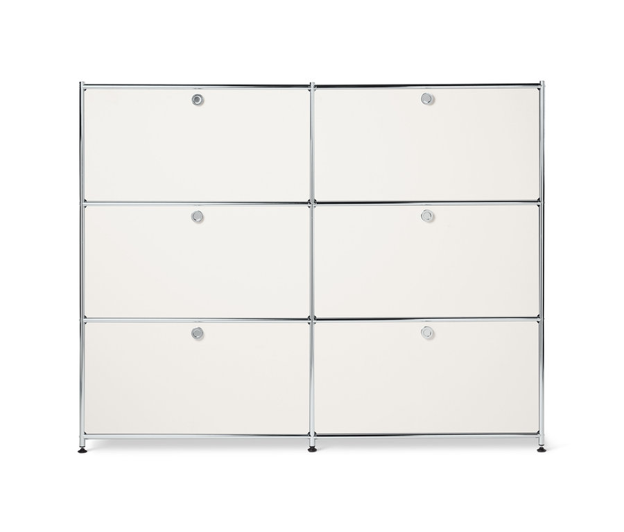 Commode en métal blanche « CN3 » avec 6 compartiments à abattants.