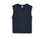 Un maillot côtelé bleu marine NAH/STUDIO en coton et chanvre est posé sur un fond blanc.
