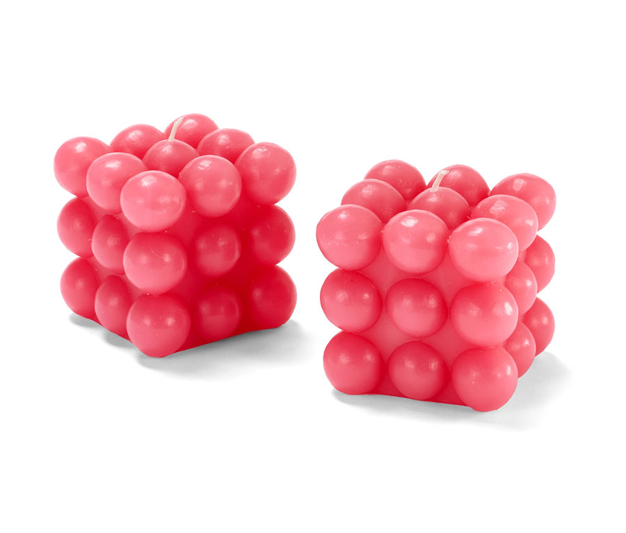 Deux bougies bubble roses.