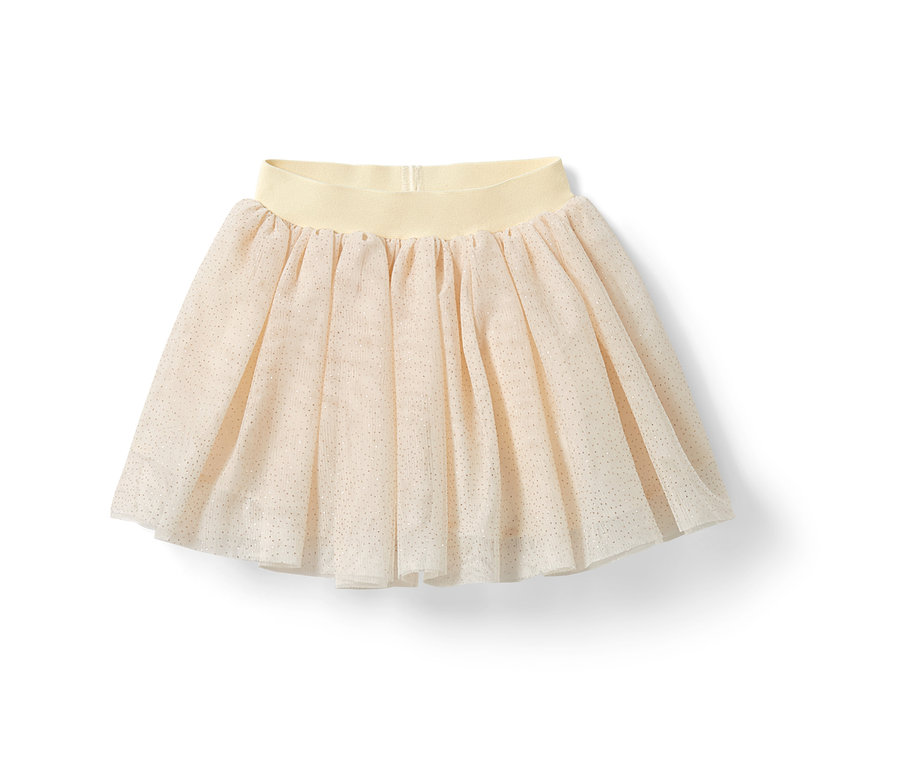 Jupe en tulle couleur crème pour tout-petits avec taille élastique.