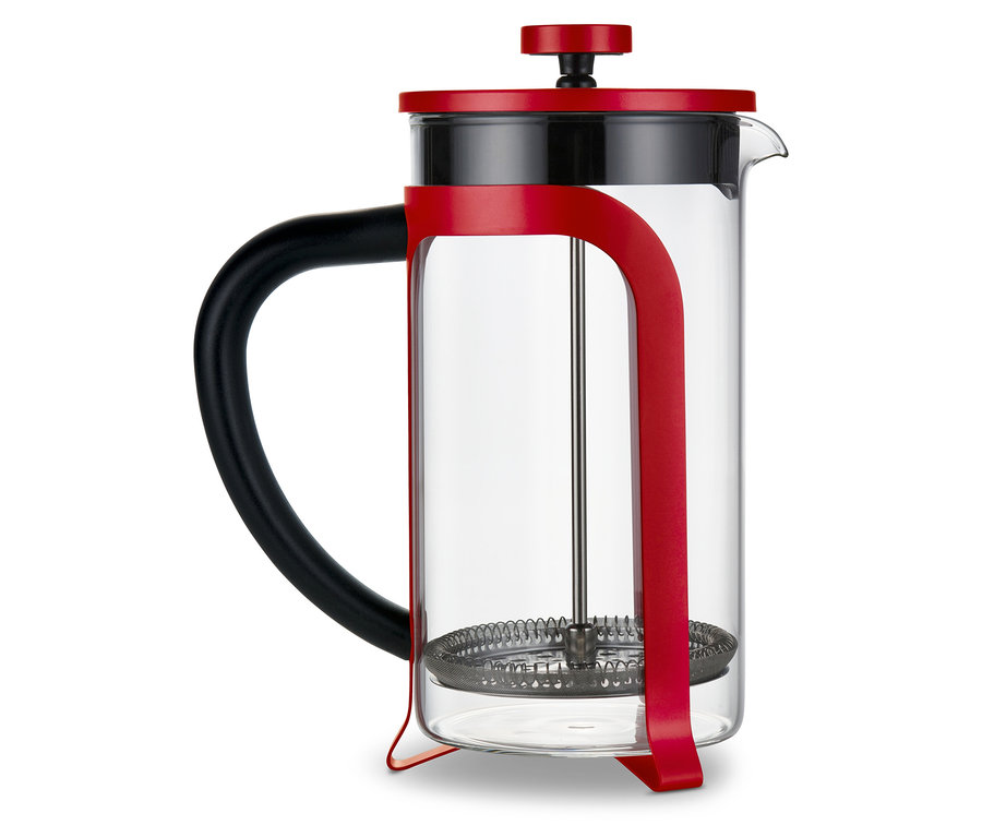 Cafetière à piston rouge de 800 ml, 6 tasses.