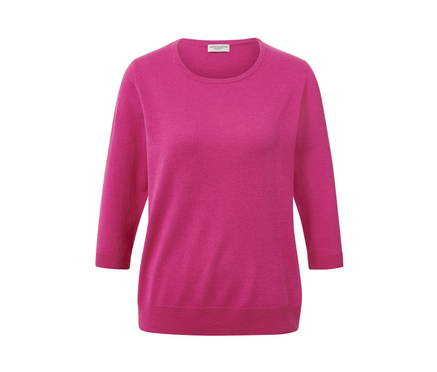 Pull rose vif en maille fine avec soie.