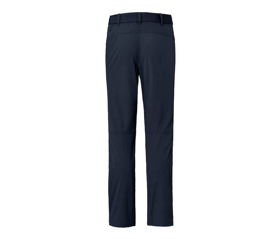 Pantalon d’extérieur en softshell bleu marine vu de dos.