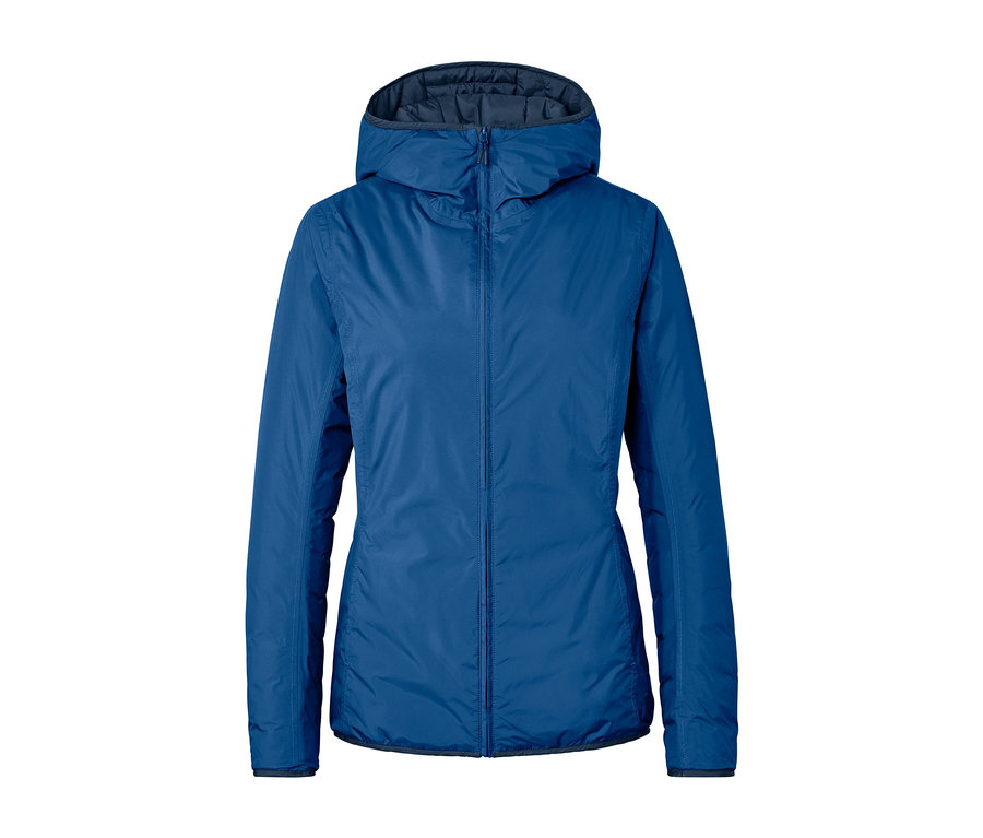 Veste matelassée réversible et imperméable bleue.