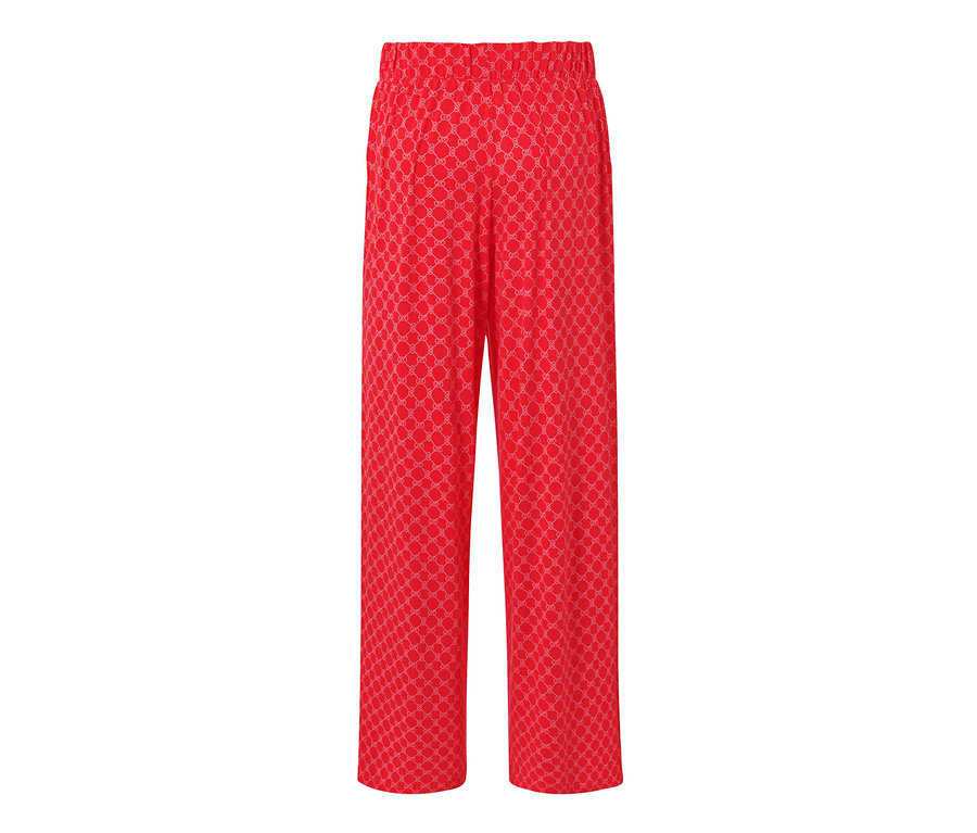 Un pantalon palazzo imprimé rouge.