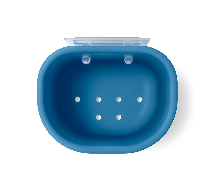 Organisateur de salle de bains bleu.
