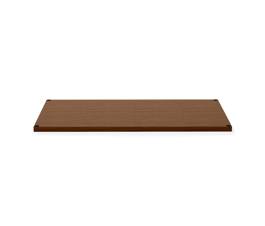 Plateau supérieur « CN3 » plaqué en bois véritable, aspect noyer, largeur 77 cm.