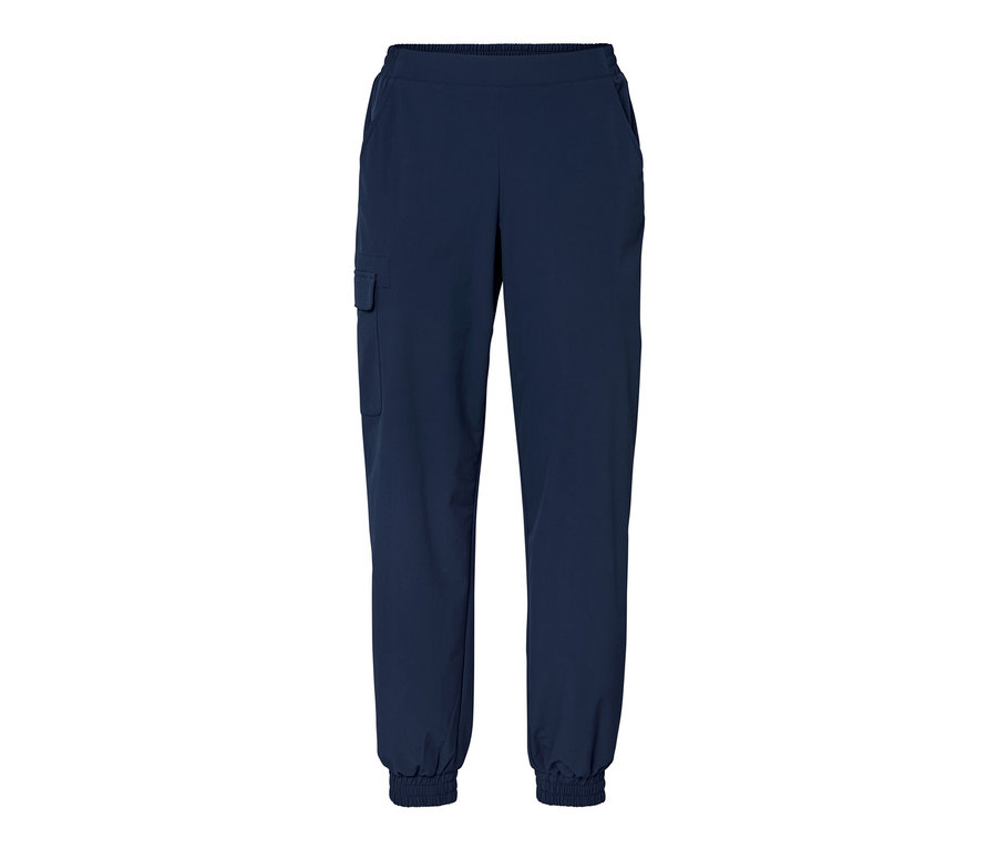 Un pantalon de jogging en softshell bleu marine sur fond blanc.