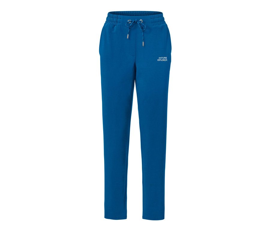 Pantalon de jogging bleu moyen avec l'inscription « NATURE EXPLORER ».
