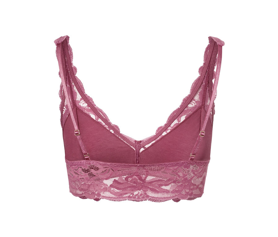 Détail d'une brassière en dentelle.