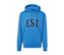 Sweat-shirt à capuche bleu.