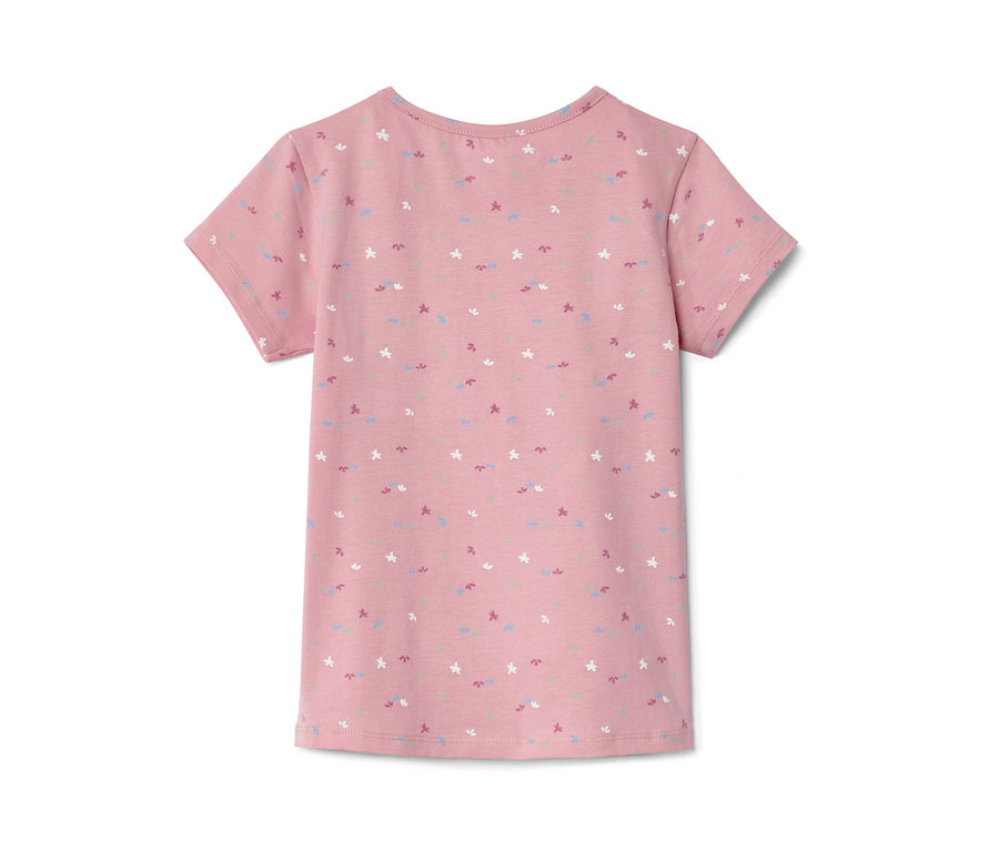 T-shirt rose à manches courtes pour enfant avec imprimé floral. 2 T-shirts pour enfant.