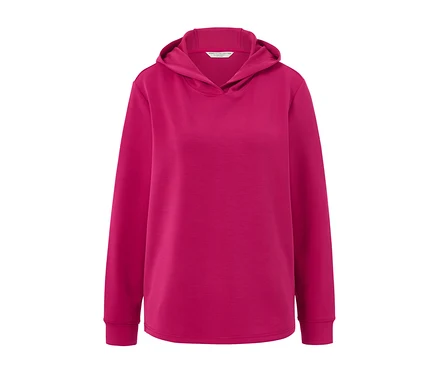Pull à capuche rose en mélange de modal.