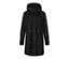 Parka noire à capuche.