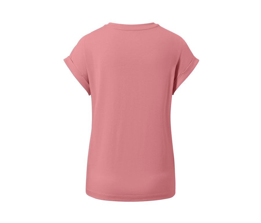 Vue arrière d'un t-shirt à imprimé rose.