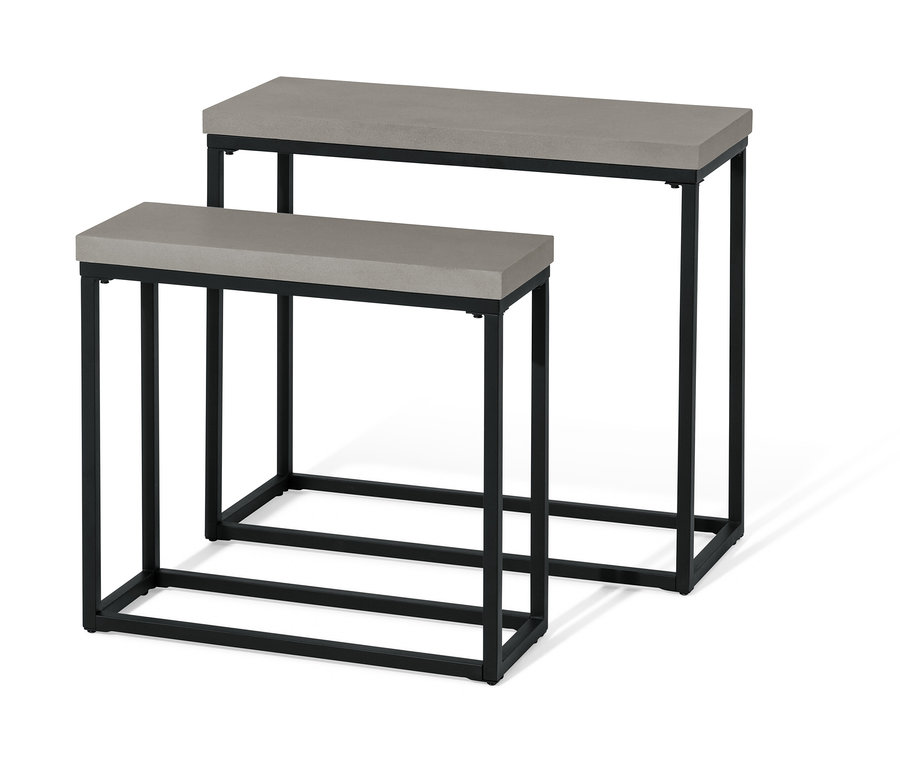 Set de table console avec plateau en polyciment et cadre noir.