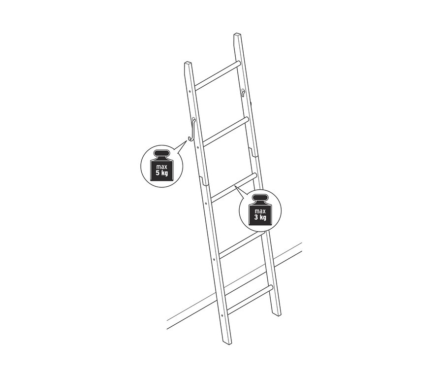 Illustration d'une étagère échelle en bois.