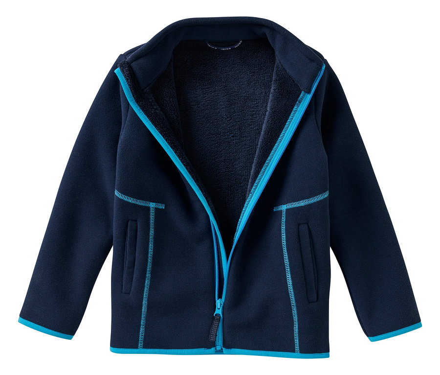 Veste polaire douillette marine ouverte à col montant JAKO-O.