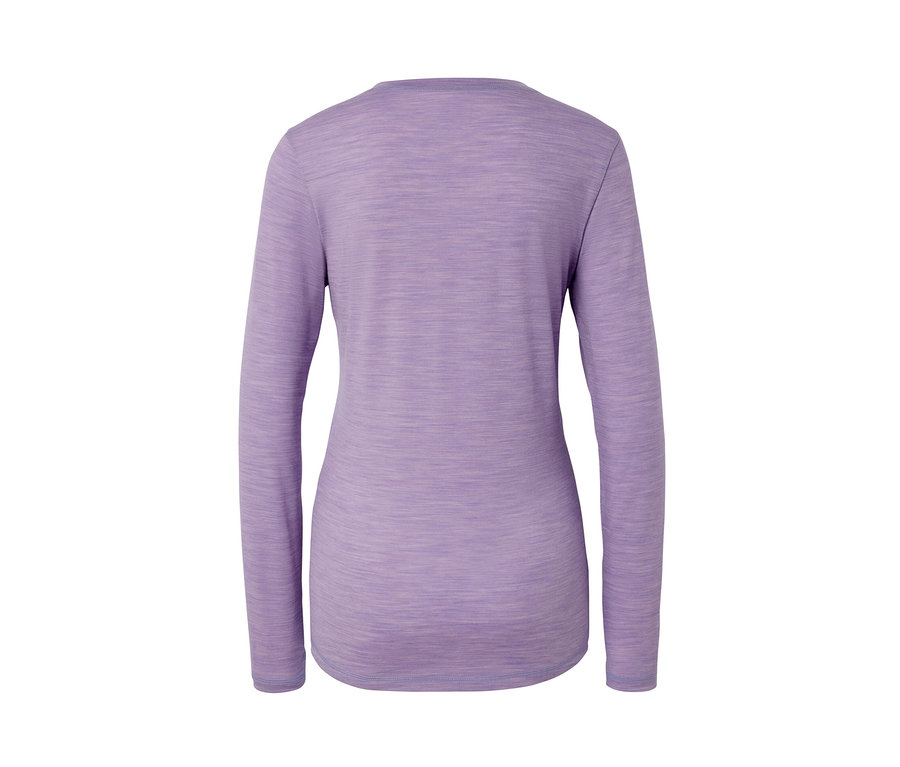 T-shirt violet à manches longues en laine mérinos.