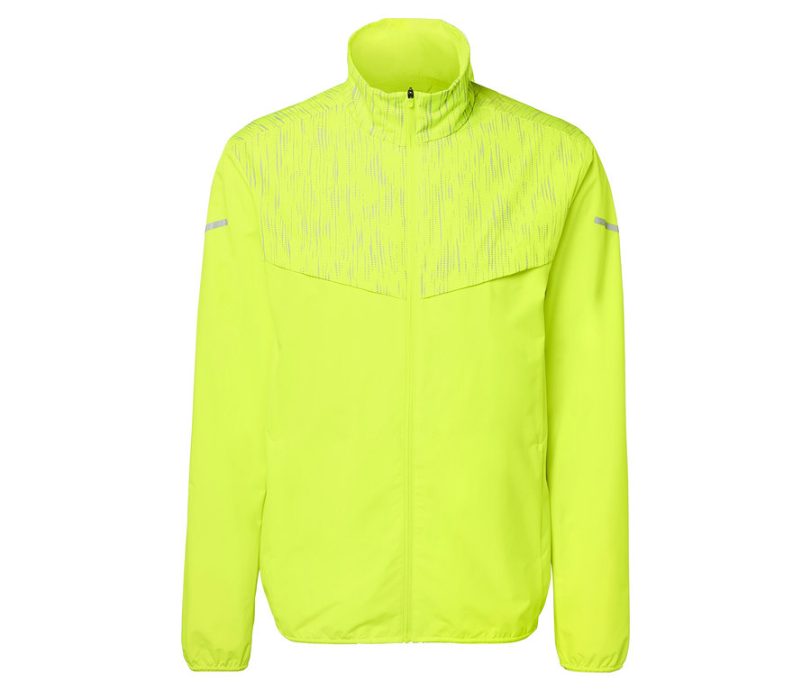 Veste de course coupe-vent jaune fluo.