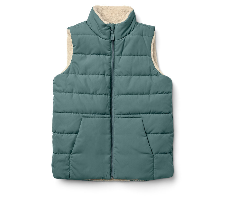 Veste matelassée verte avec doublure en polaire.