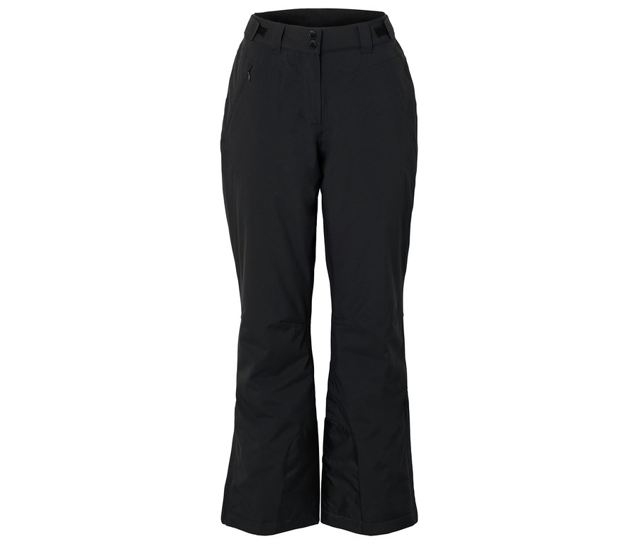 Pantalon de ski noir sur fond blanc.