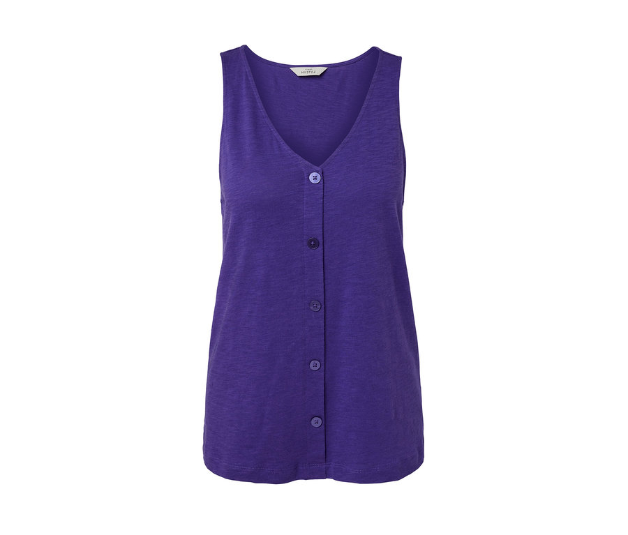 Haut violet en mélange de modal avec boutons.