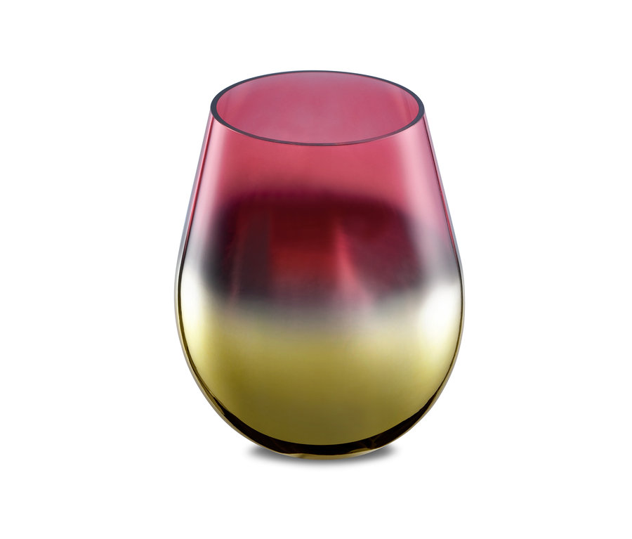 Vase avec un dégradé bordeaux et doré.