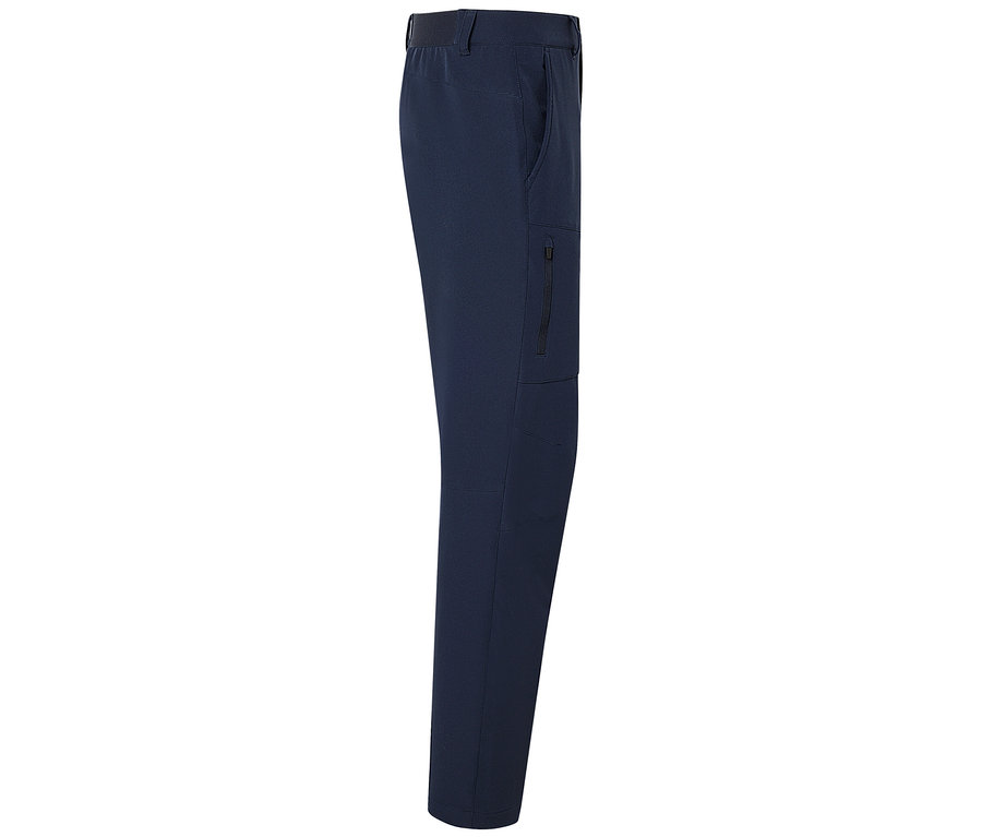 Pantalon bleu marine avec poches zippées.