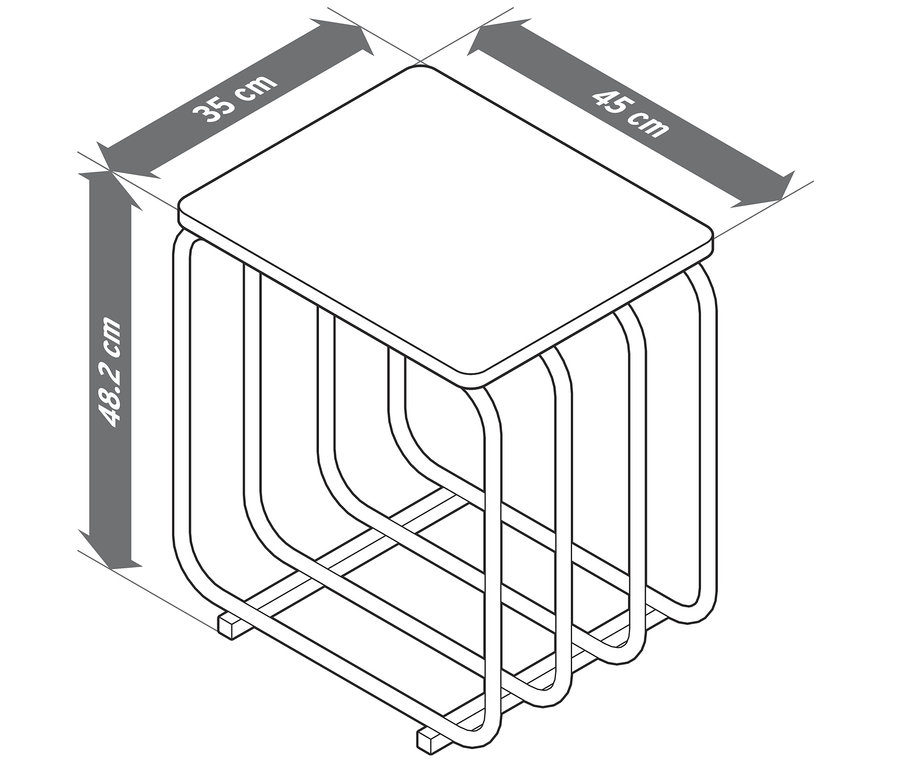 Dessin d'un tabouret avec des dimensions.
