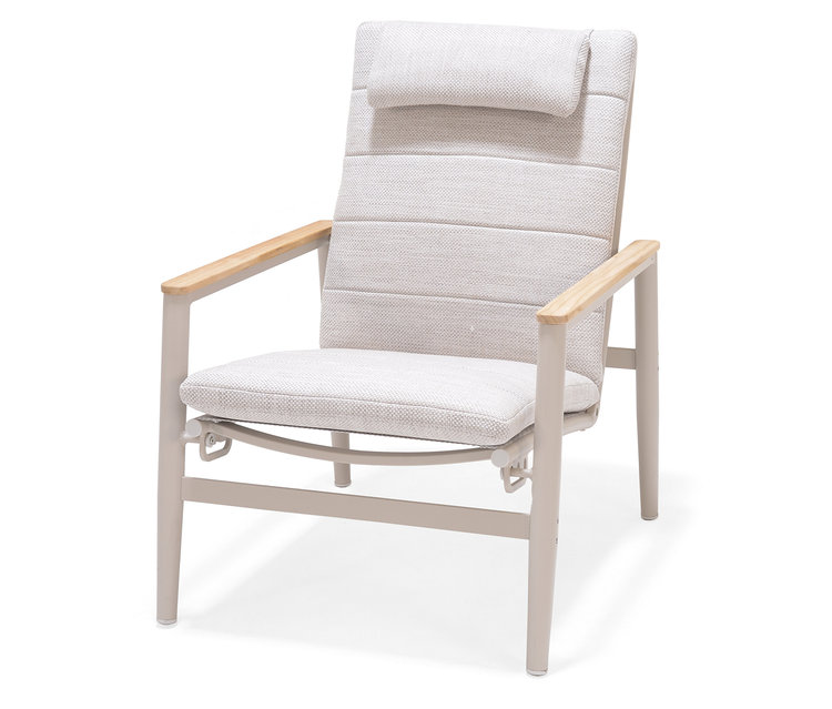 Fauteuil de salon d'extérieur ScanCom avec dossier réglable, gris clair.