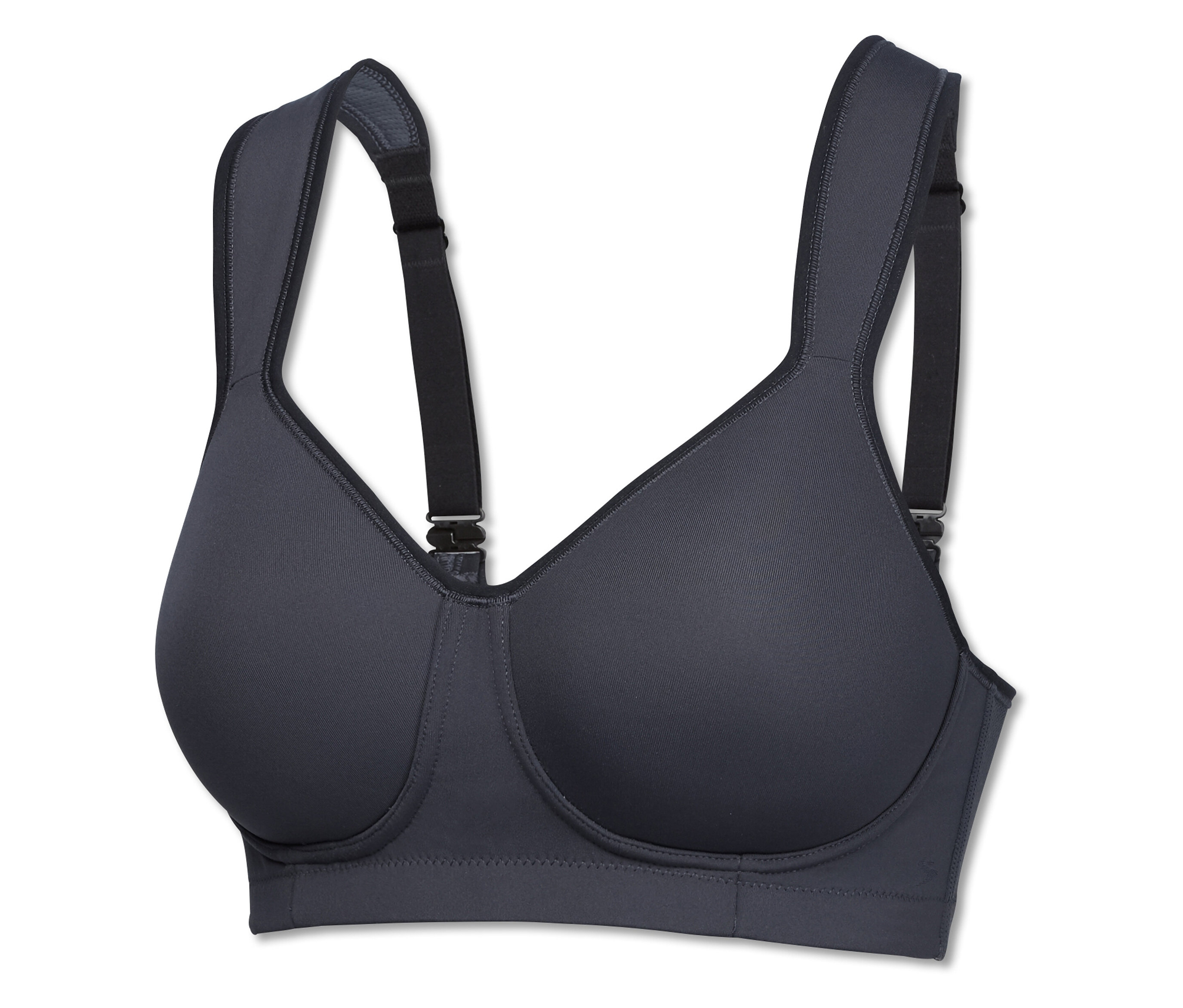 Soutien-gorge de sport Softcup Medium SCHIESSER gris sur fond blanc.