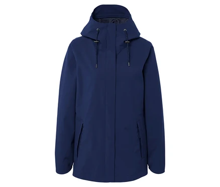 Veste bleue à capuche.