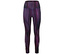 Leggings violettes et noires avec des rayures horizontales.