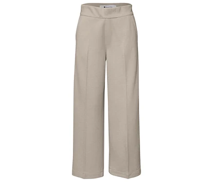 Culotte 7/8 Street One beige à jambes larges et taille plate.