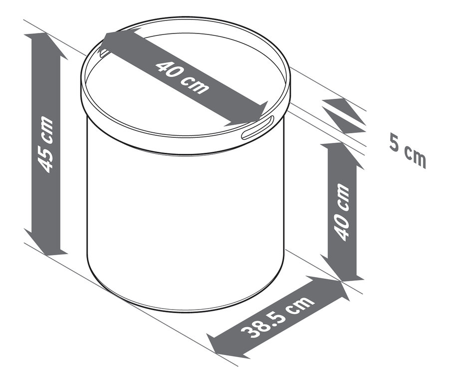 Illustration d'une table d'appoint avec plateau et fonction d'assise, avec des mesures.