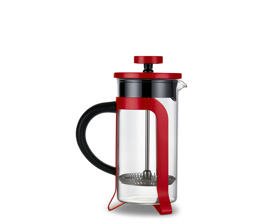Cafetière à piston rouge de 300 ml pour 2 tasses.
