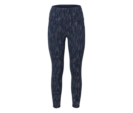 Leggings bleu foncé avec un motif blanc.