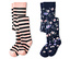 Bleu foncé avec motif floral et bleu foncé-rose à rayures