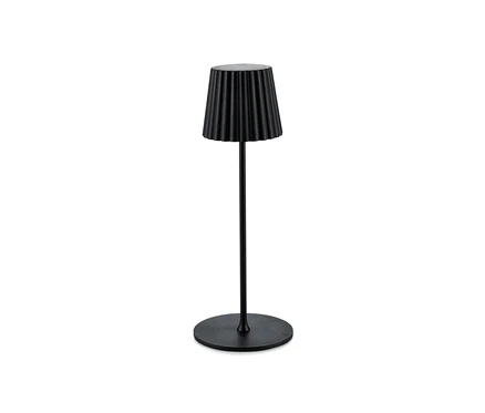 Une lampe de table noire à LED à batterie.