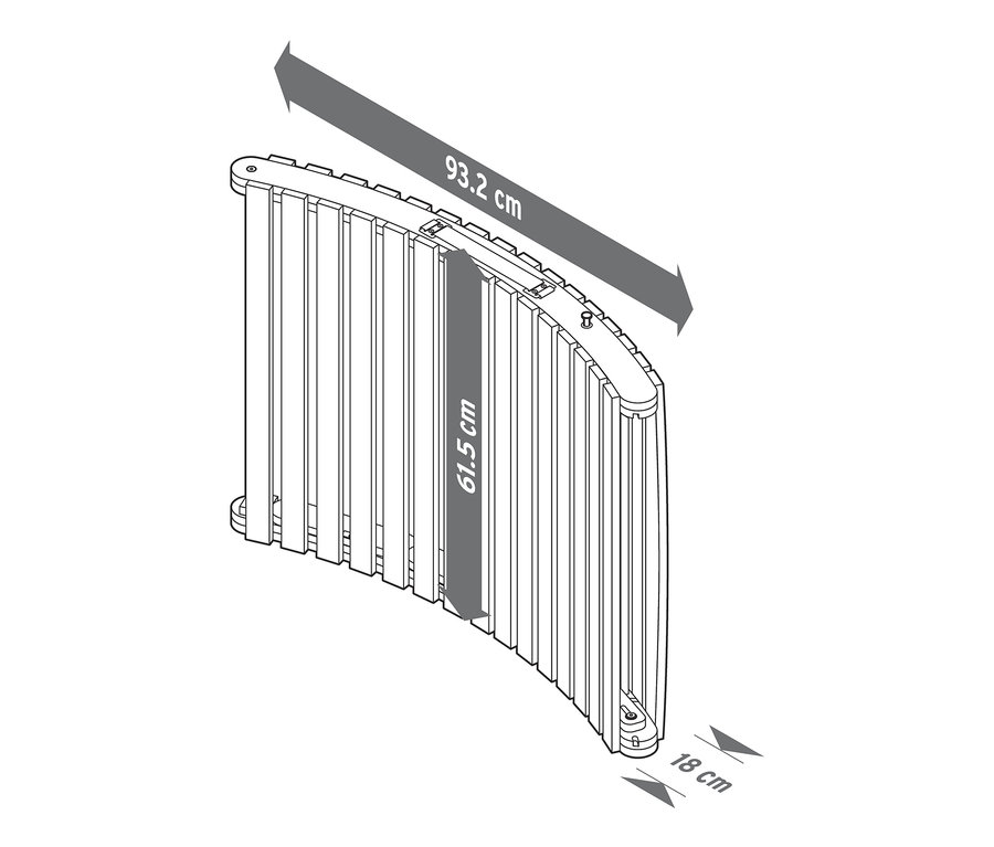 Dimensions de la chaise longue ondulée et pliable « Lenja » : 93,2 cm de longueur, 61,5 cm de hauteur, 18 cm de largeur.
