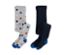 1x gris chiné à pois multicolores, 1x bleu foncé à contrastes bleus